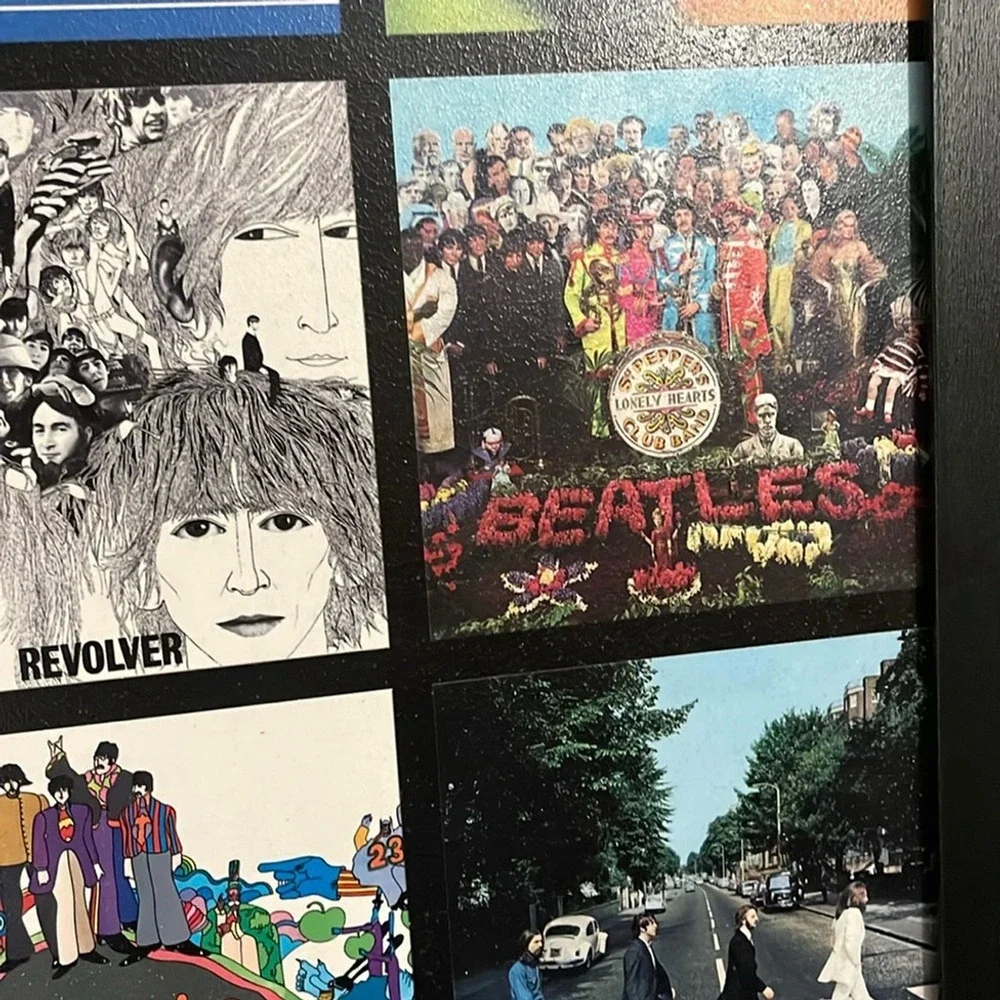 The Beatles Album Cover Collage‎ Framed Art 34x24 Glazed Wall Decor Black Frame